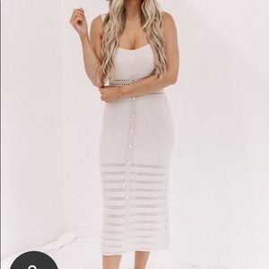 Lane 201 Boutique Oatmeal lots of Fun Midi Dress M